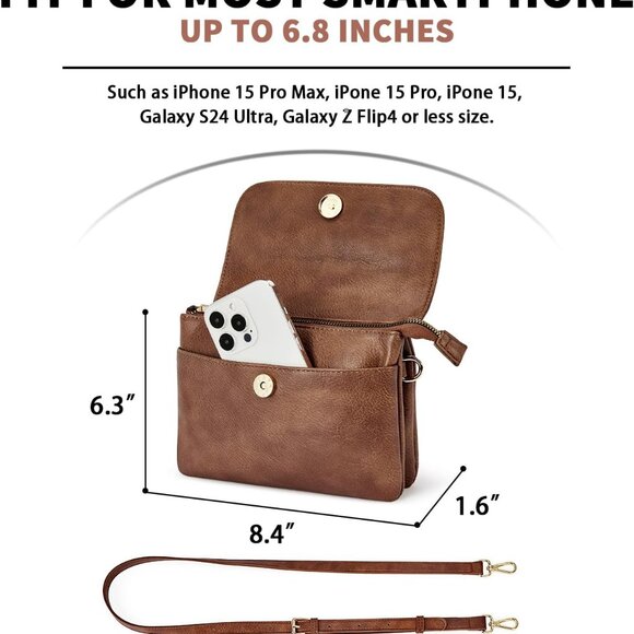 Small Crossbody Bags for Women, Vegan Leather Cell Phone Purse, Mini Travel Purs - Picture 2 of 6